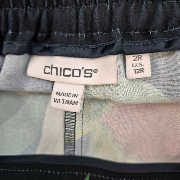 Chico's Floral Tropical Print Wide Leg Pull-On Soft Pants Size Chico's 2/12 - Picture 3 of 8